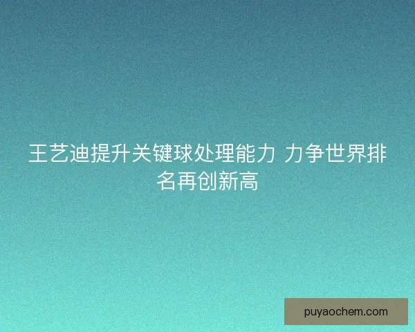 王艺迪提升关键球处理能力 力争世界排名再创新高