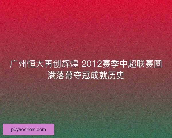 广州恒大再创辉煌 2012赛季中超联赛圆满落幕夺冠成就历史