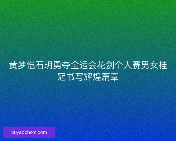 黄梦恺石玥勇夺全运会花剑个人赛男女桂冠书写辉煌篇章