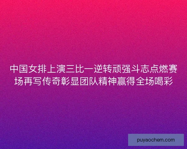 中国女排上演三比一逆转顽强斗志点燃赛场再写传奇彰显团队精神赢得全场喝彩 中国女排上演三比一逆转顽强斗志点燃赛场再写传奇彰显团队精神赢得全场喝彩